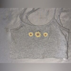 Grey Hollister sun flower cropped tank top size XXS